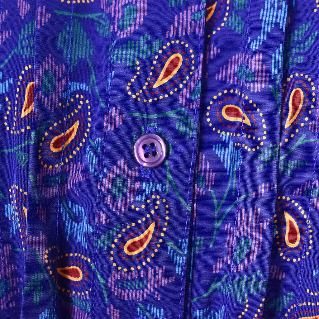 1950s Style Blue Paisley Dress