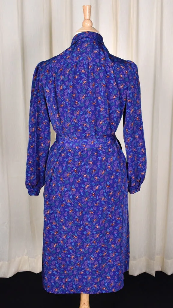 1950s Style Blue Paisley Dress
