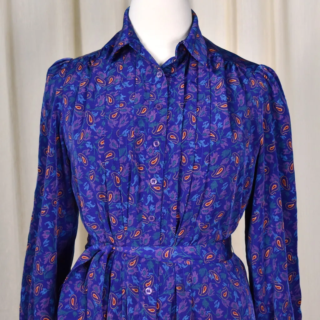 1950s Style Blue Paisley Dress