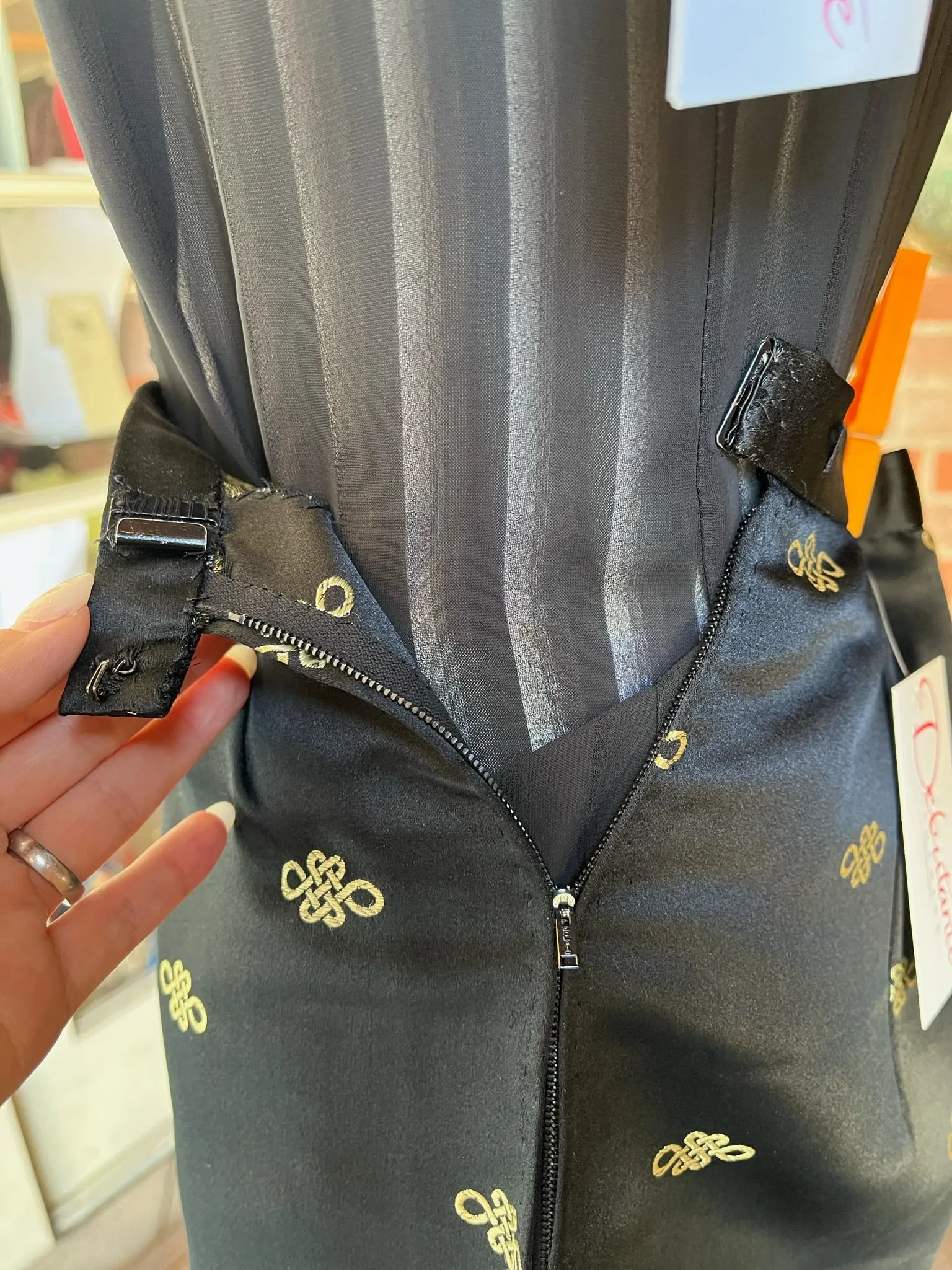 1960s Black Silk and Gold Skirt