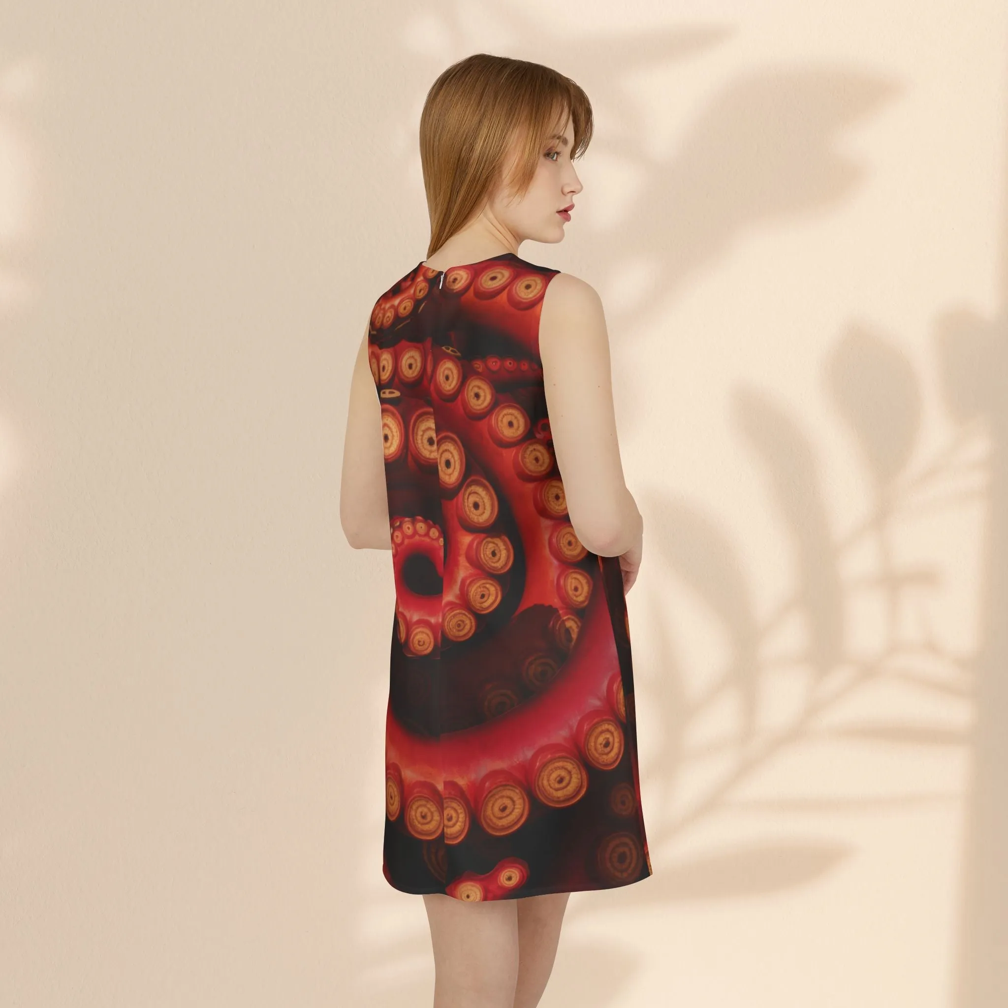 A-line Sleeveless Dress  - Red Octopus Twists