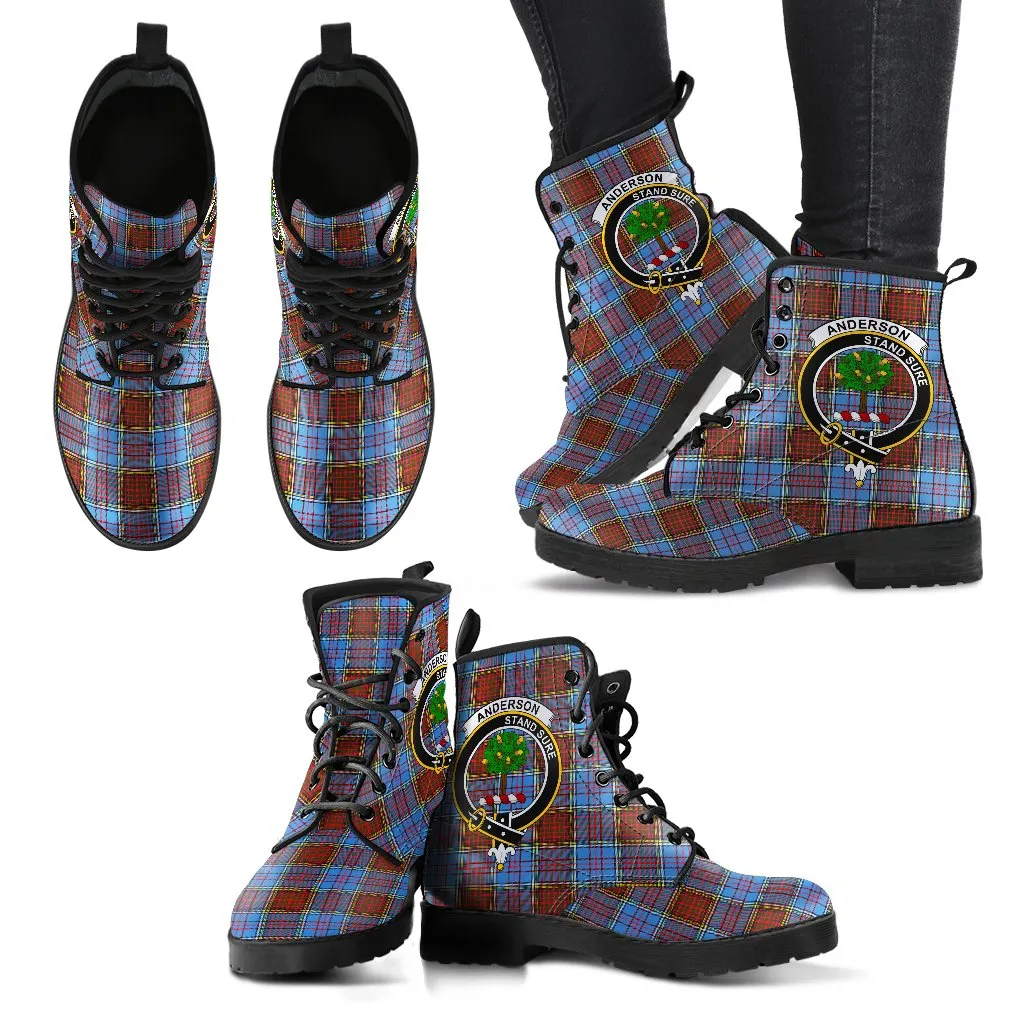 Anderson Modern Tartan Clan Badge Leather Boots