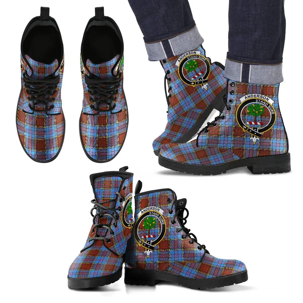 Anderson Modern Tartan Clan Badge Leather Boots