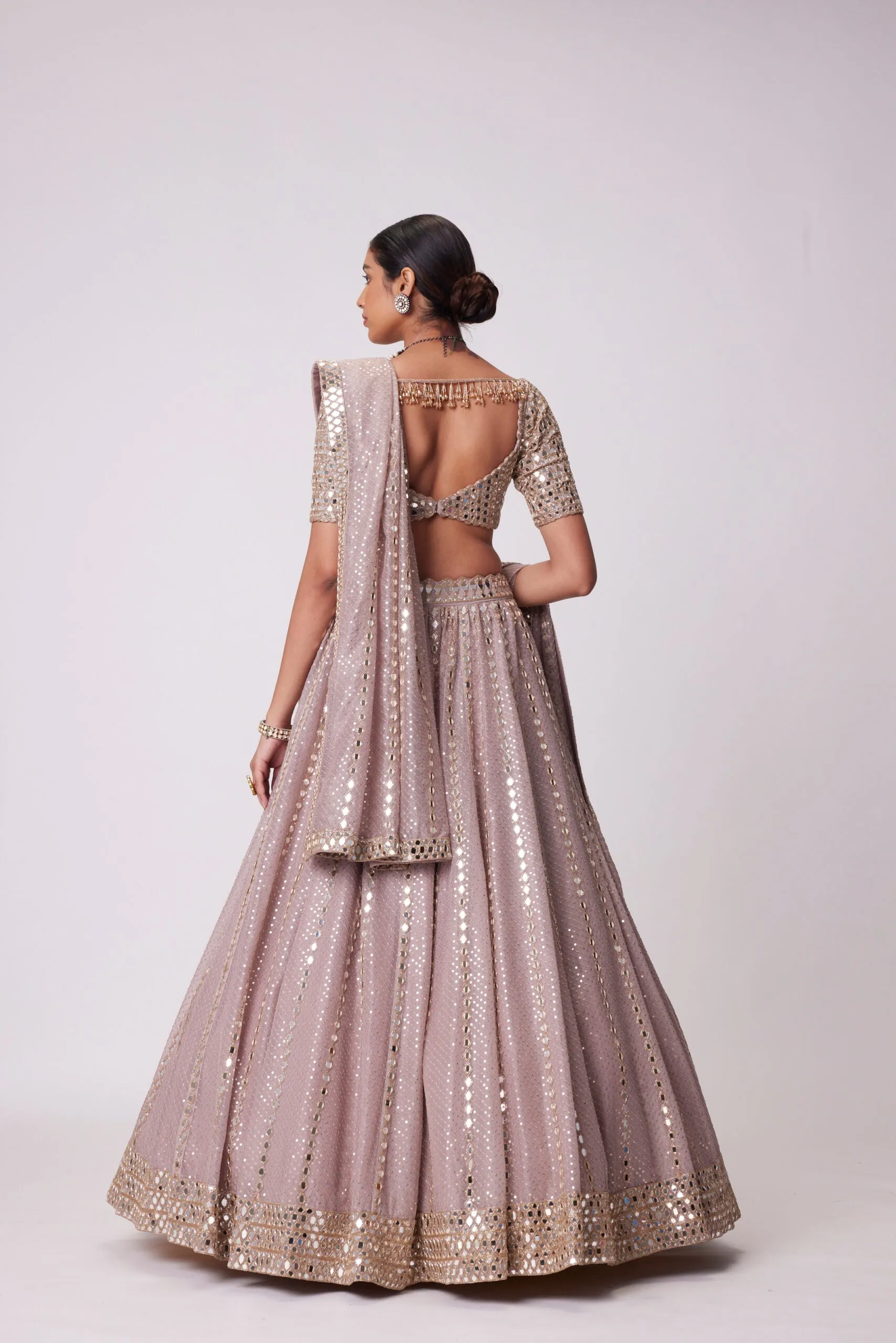 Ash Pink Sequin Embroidered Lehenga Set