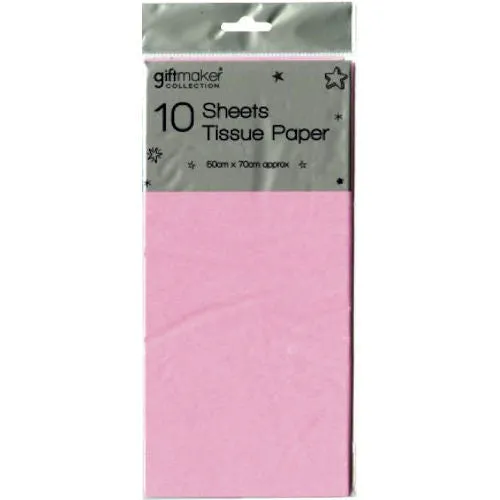 Baby Pink Tissue Paper - 10 Sheets 50cm x 70cm Soft Delicate Wrapping Crafting