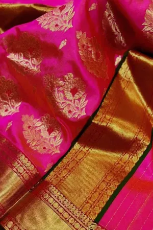Beautiful Pink Chanderi Silk Saree - Handloom Pure