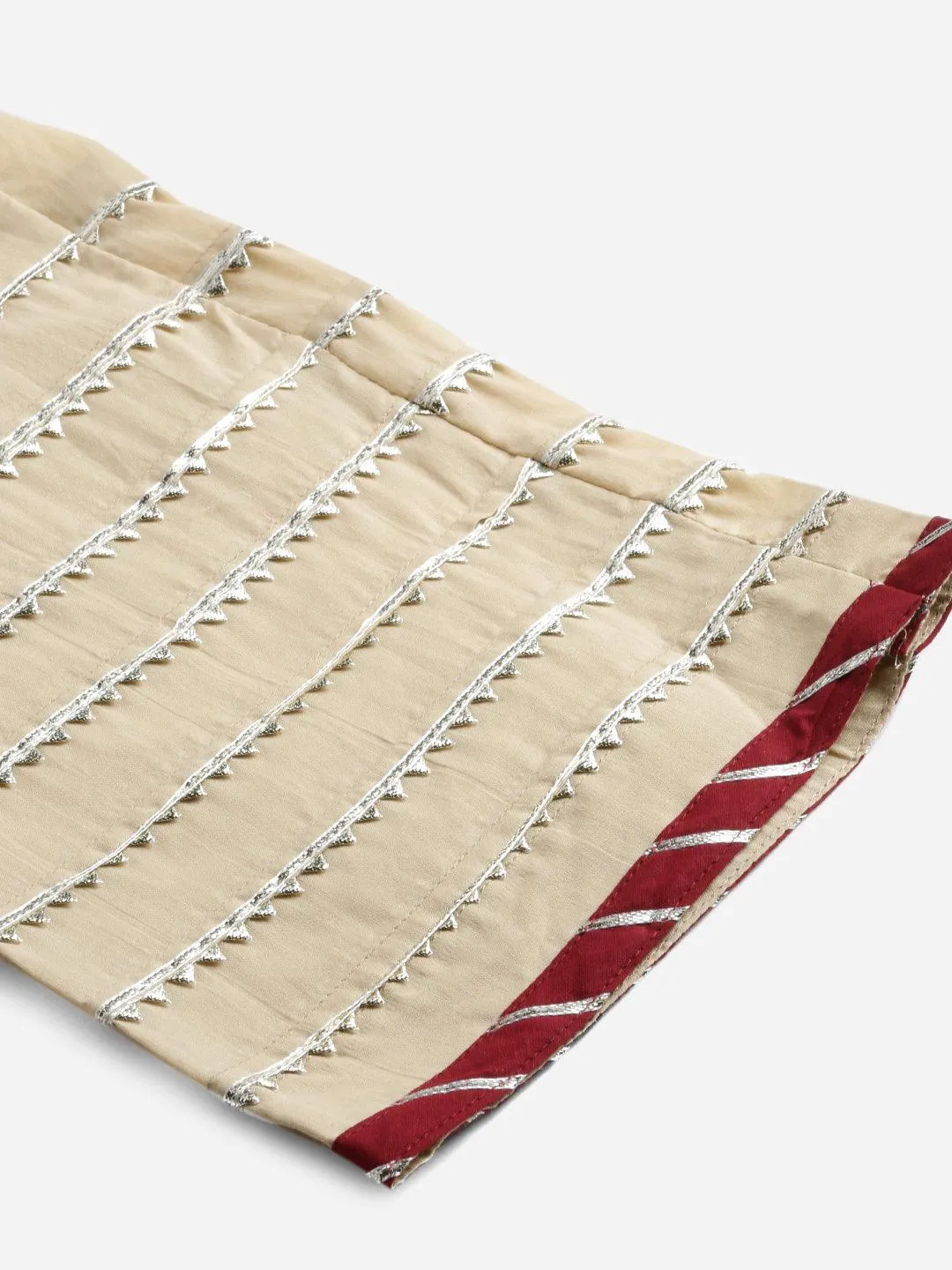 Beige Color Cotton Straight Kurta Pant Set with Dupatta