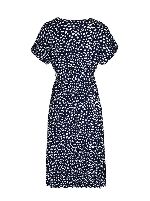 Belt-Tie Midi Dress in Leopard Print & Surplice Style