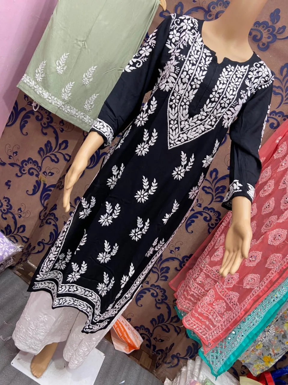 Black Pure Soft Modal Kurti with Finest Quality Intricate Handwork Embroidery Latest Online