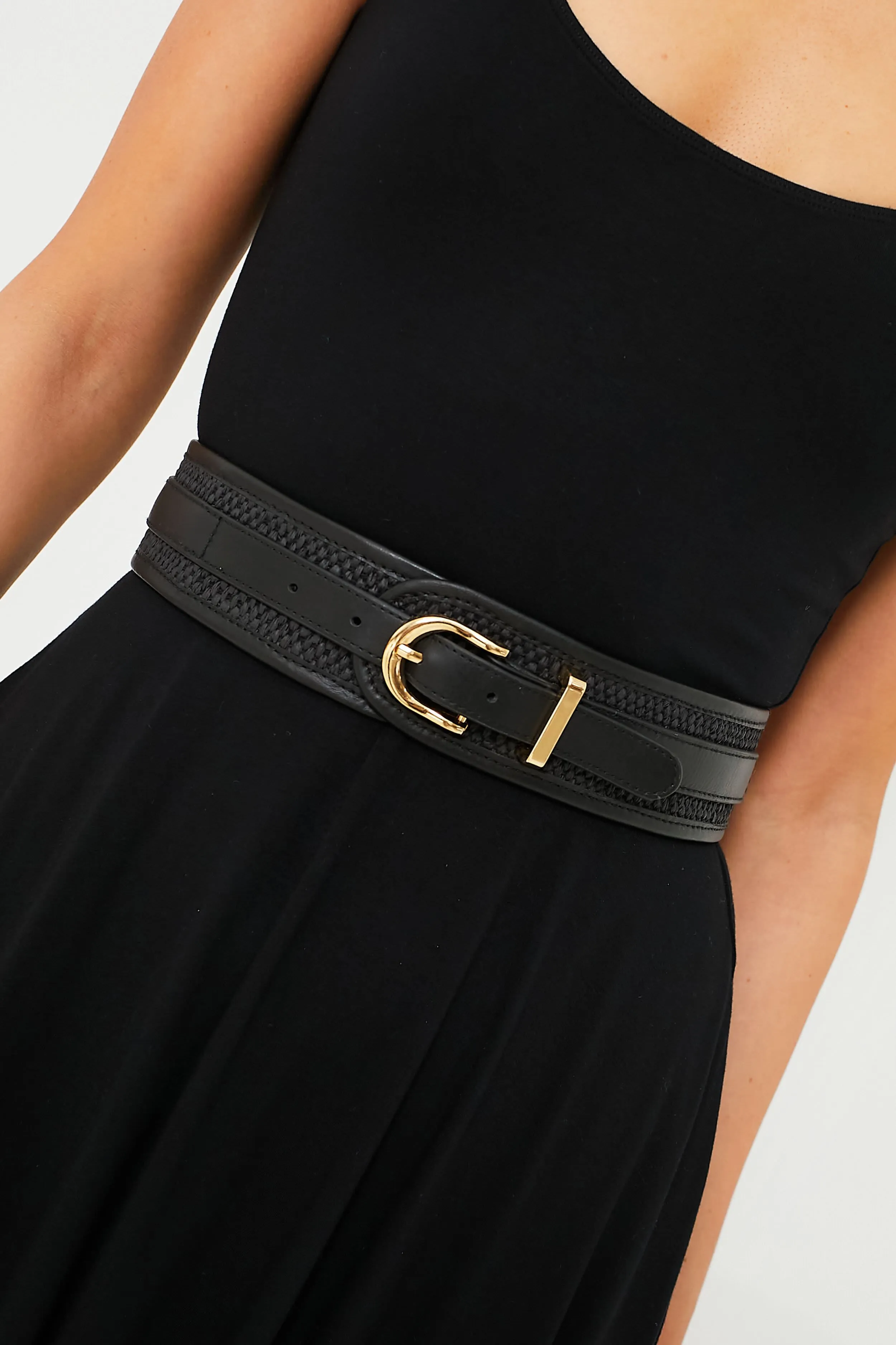 Black Raffia Waist Belt
