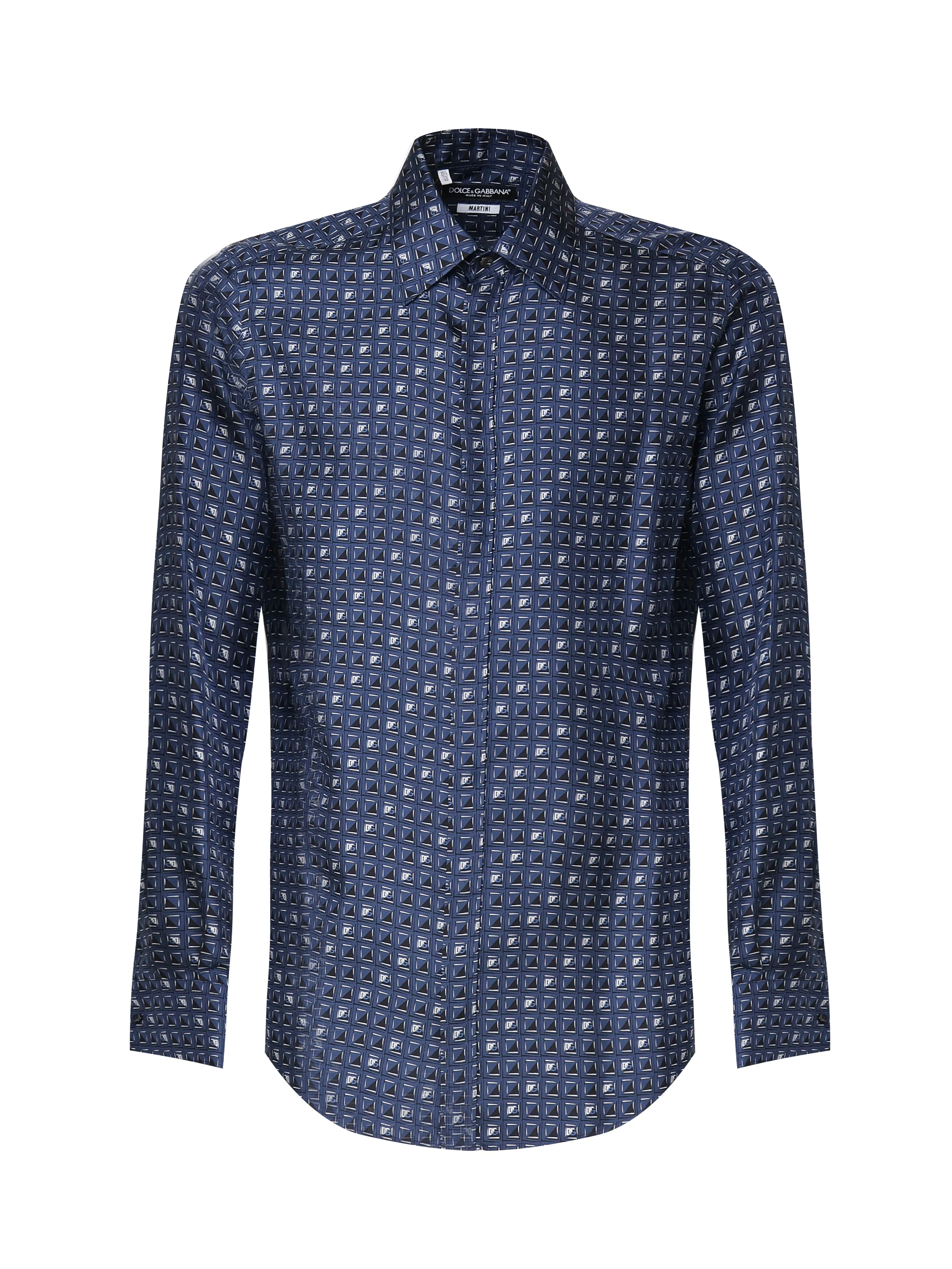 Blue Silk Shirt with Italian Collar