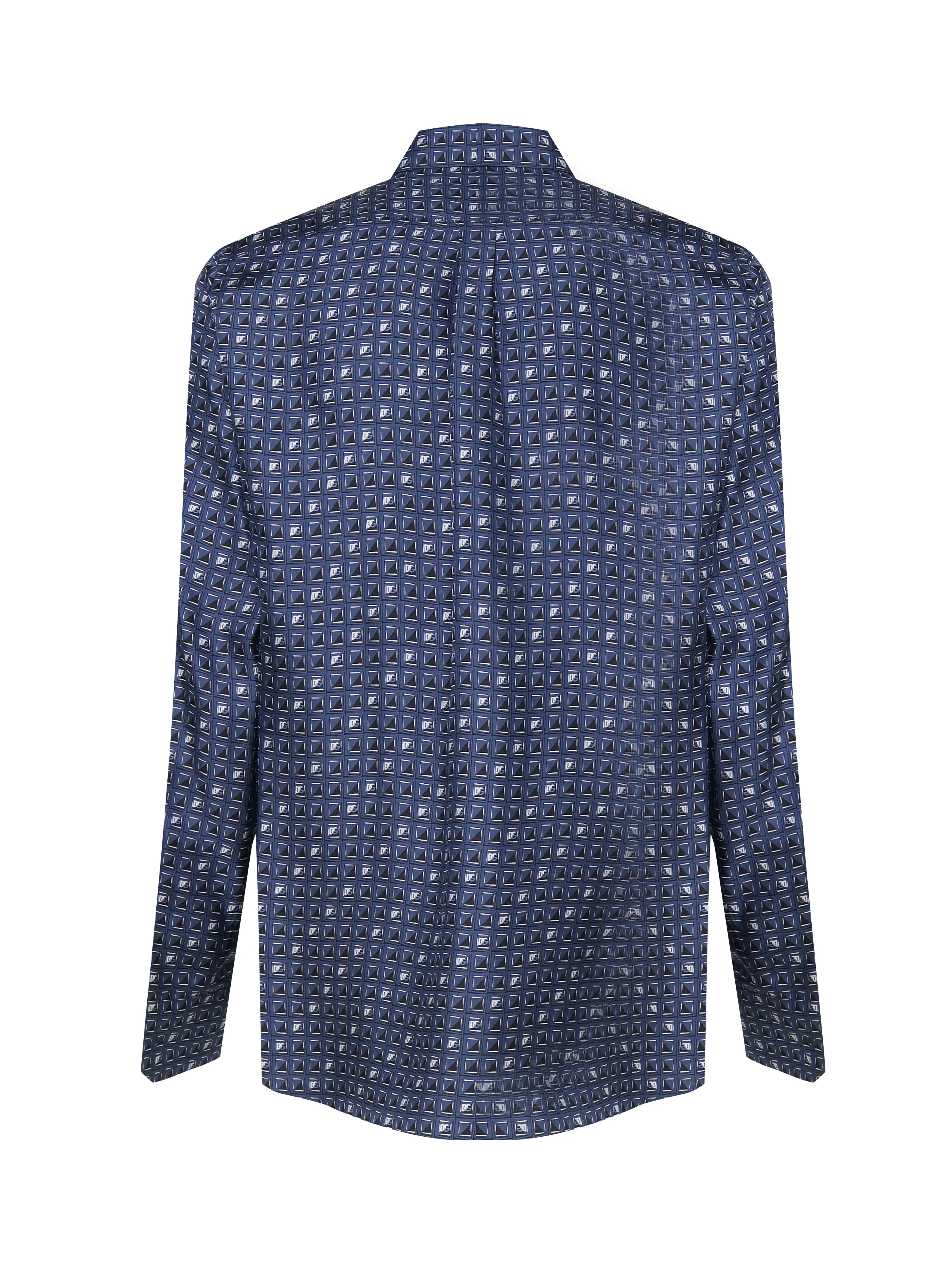 Blue Silk Shirt with Italian Collar
