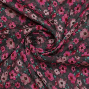 Buttercup Pink Floral Digital Printed Fabric - Pure Chinon