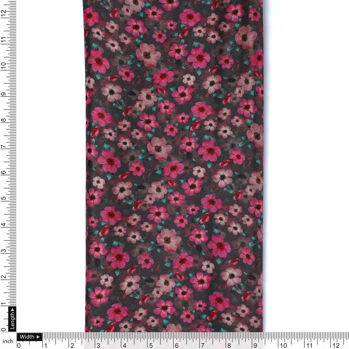 Buttercup Pink Floral Digital Printed Fabric - Pure Chinon