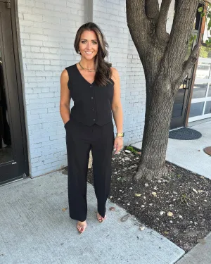 Cecilia Button Vest- Black