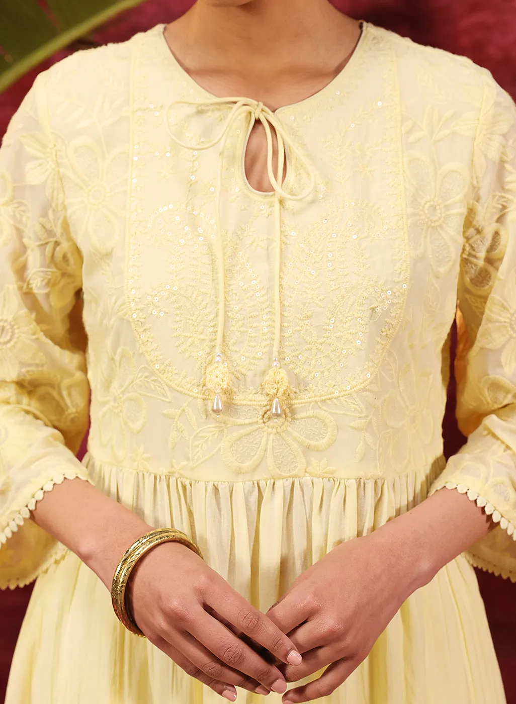 Chandni Butter Embroidered Crinkled Viscose Georgette Designer Kurti for Women