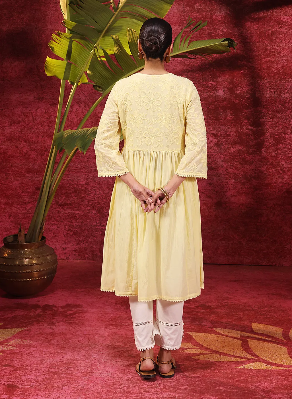 Chandni Butter Embroidered Crinkled Viscose Georgette Designer Kurti for Women