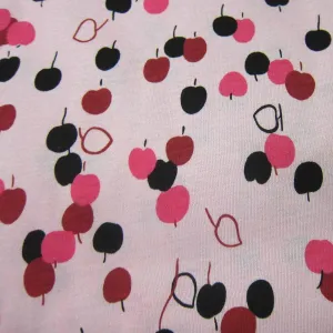 Cherry Toss on Pink Cotton Jersey Fabric