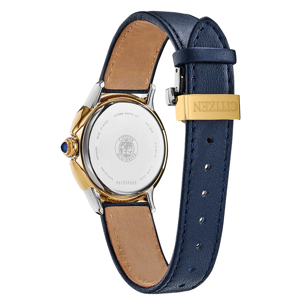 Citizen Ceci Eco-Drive Womens Blue Leather Band White Quartz Dial Watch - EM0794-03Y