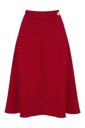 Classic 1940s Style A-Line Skirt in Red