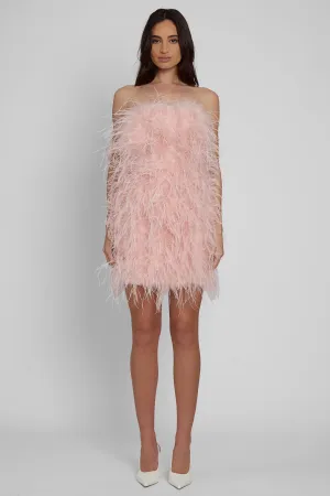 Cloud Feather Mini Dress - Pink