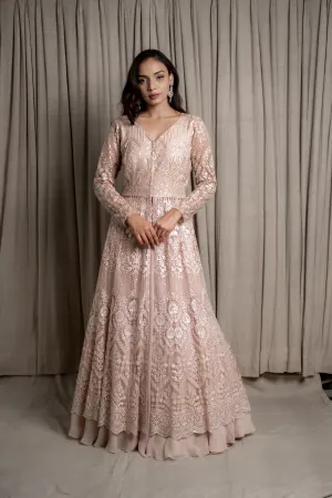 Creme Embroidered Jacket Lehenga Set