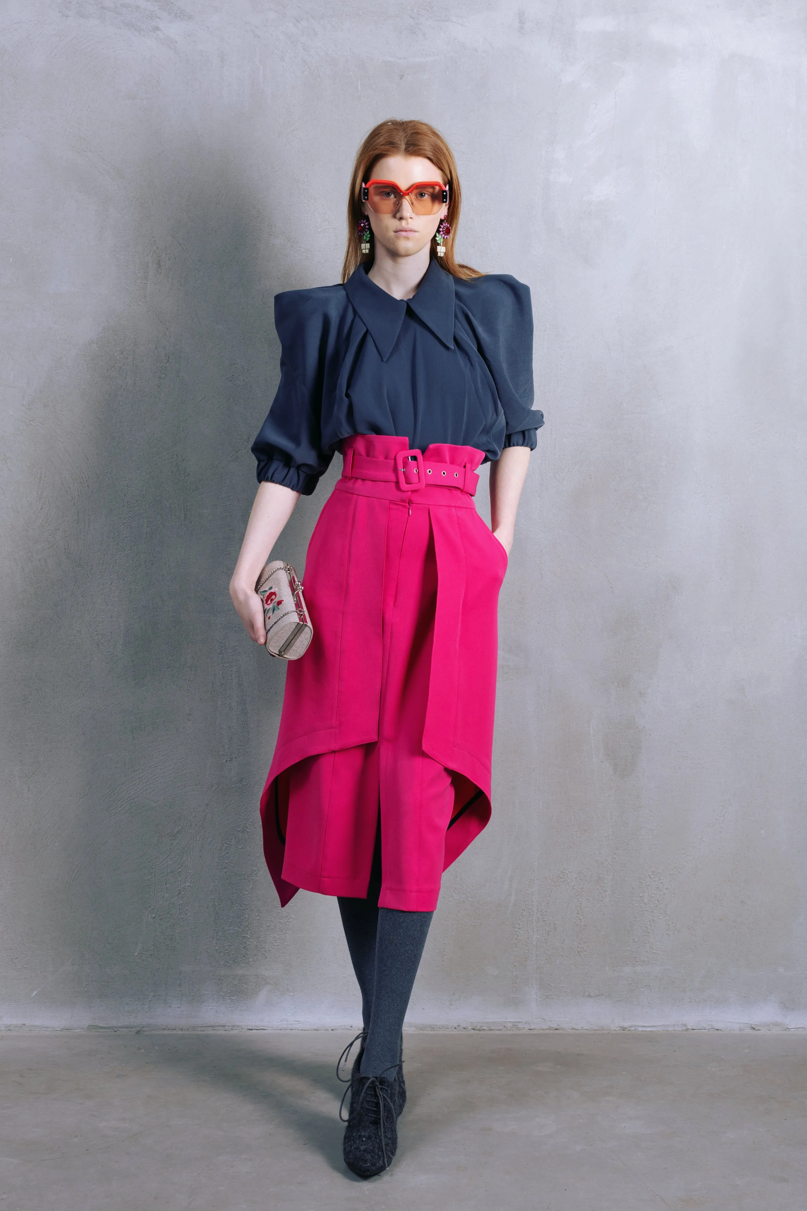 Designer Double Midi Skirt Pink
