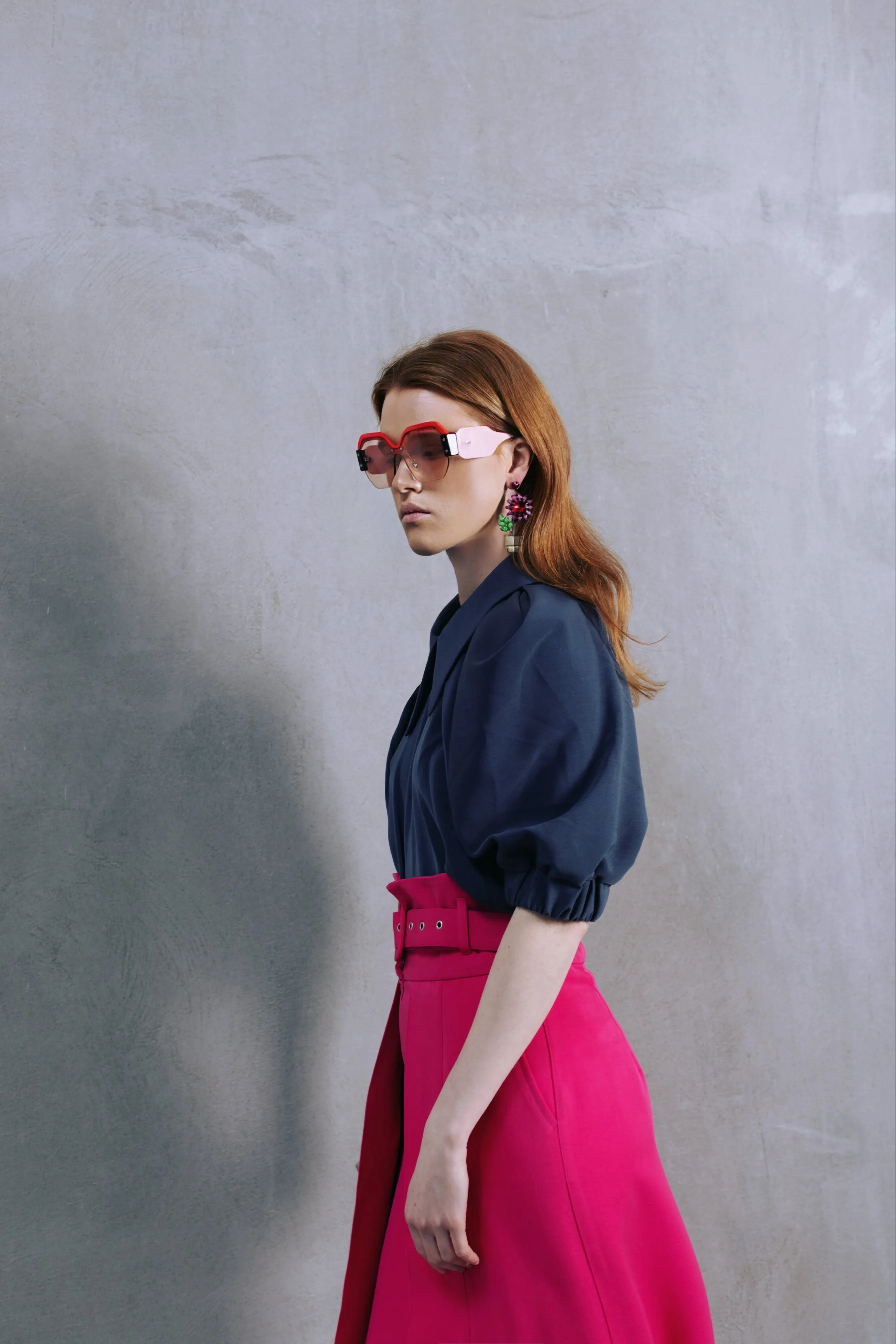 Designer Double Midi Skirt Pink