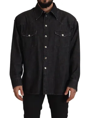 Dolce & Gabbana Elegant Grey Cotton Blend Casual Shirt
