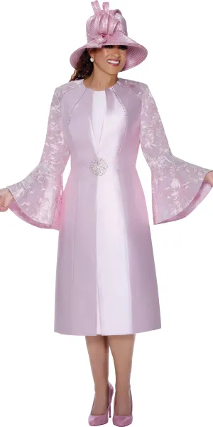 Dorinda Clark Cole 309492 - Pink - Long Lace Jacket Dress