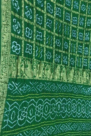 Elegant Green Bandhani Gajji Silk Gharchola Saree