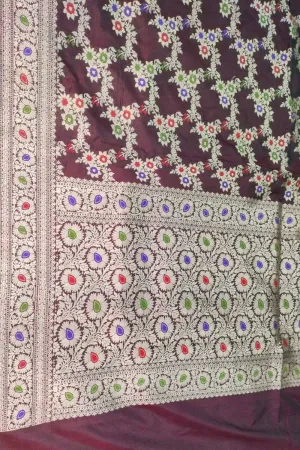 Elegant Maroon Banarasi Silk Dupatta - Handloom Pure Katan