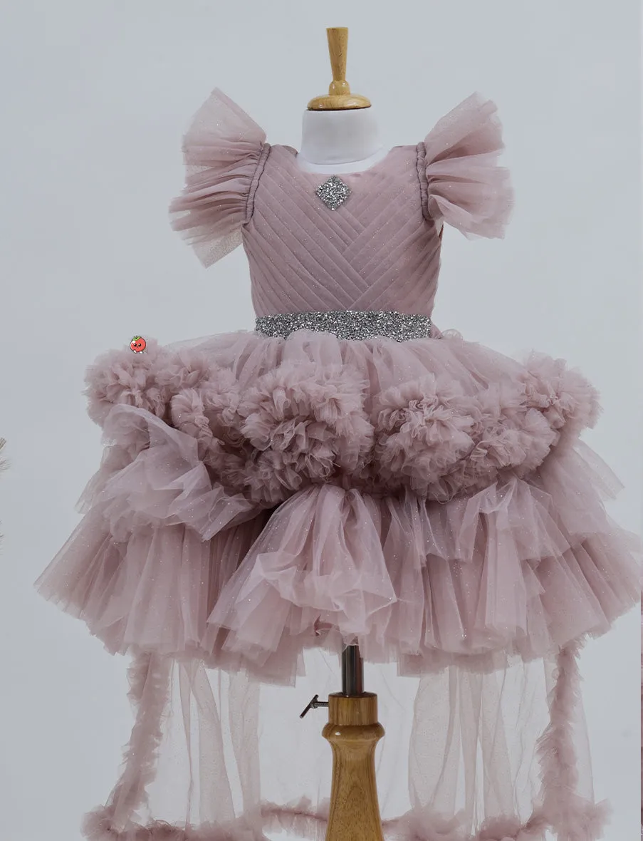 Elegant Onion Pink Party Frock for Girls