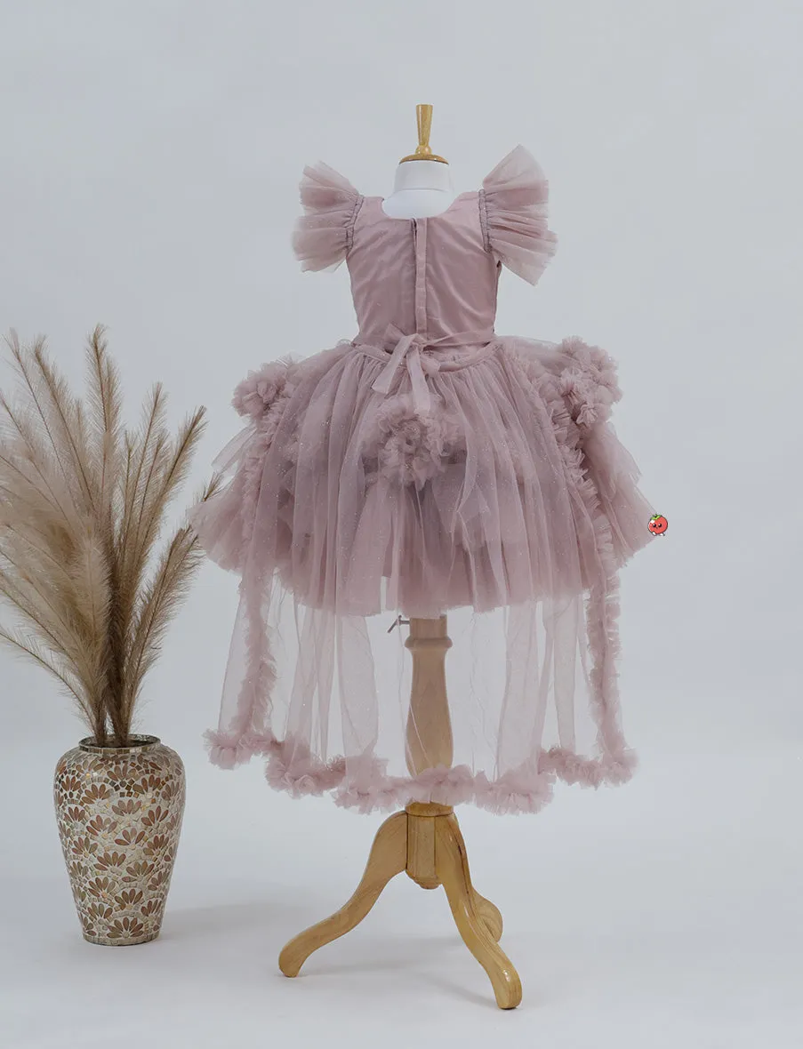 Elegant Onion Pink Party Frock for Girls