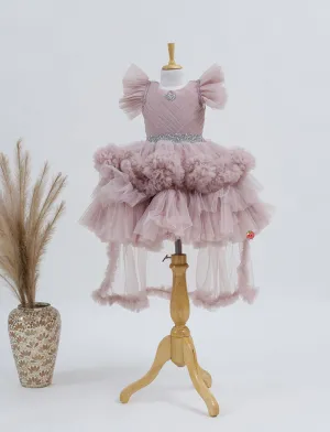 Elegant Onion Pink Party Frock for Girls