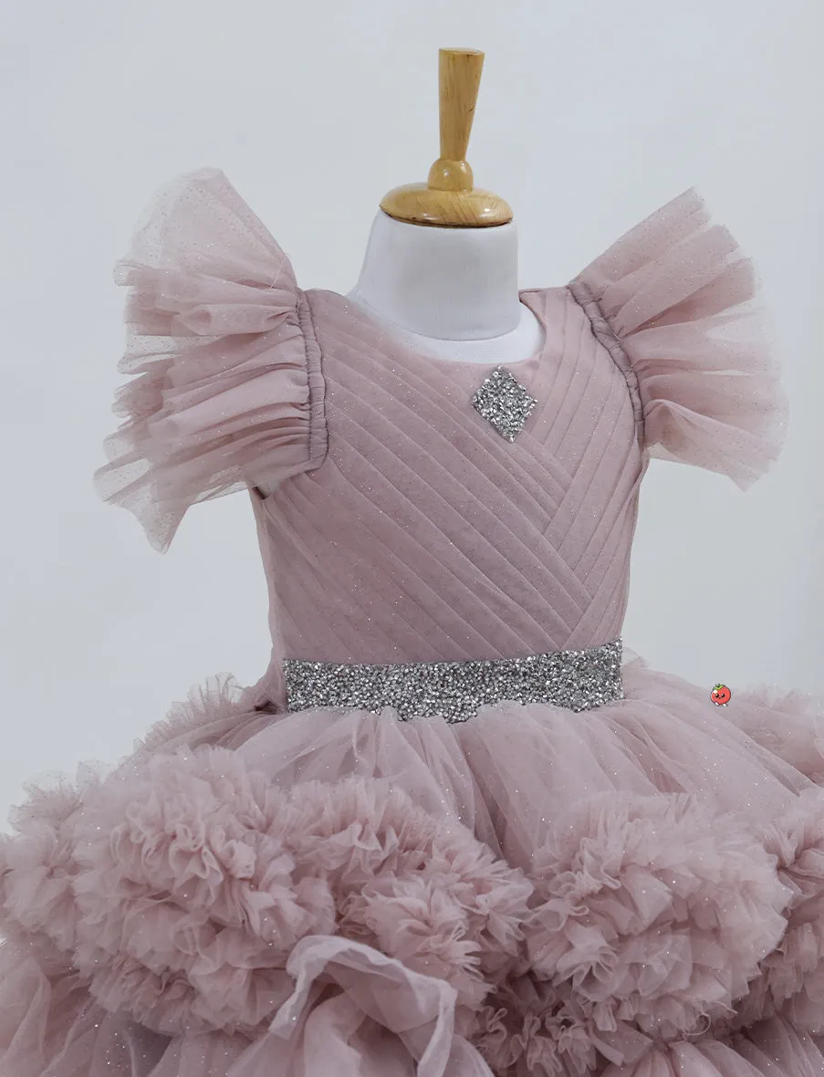 Elegant Onion Pink Party Frock for Girls