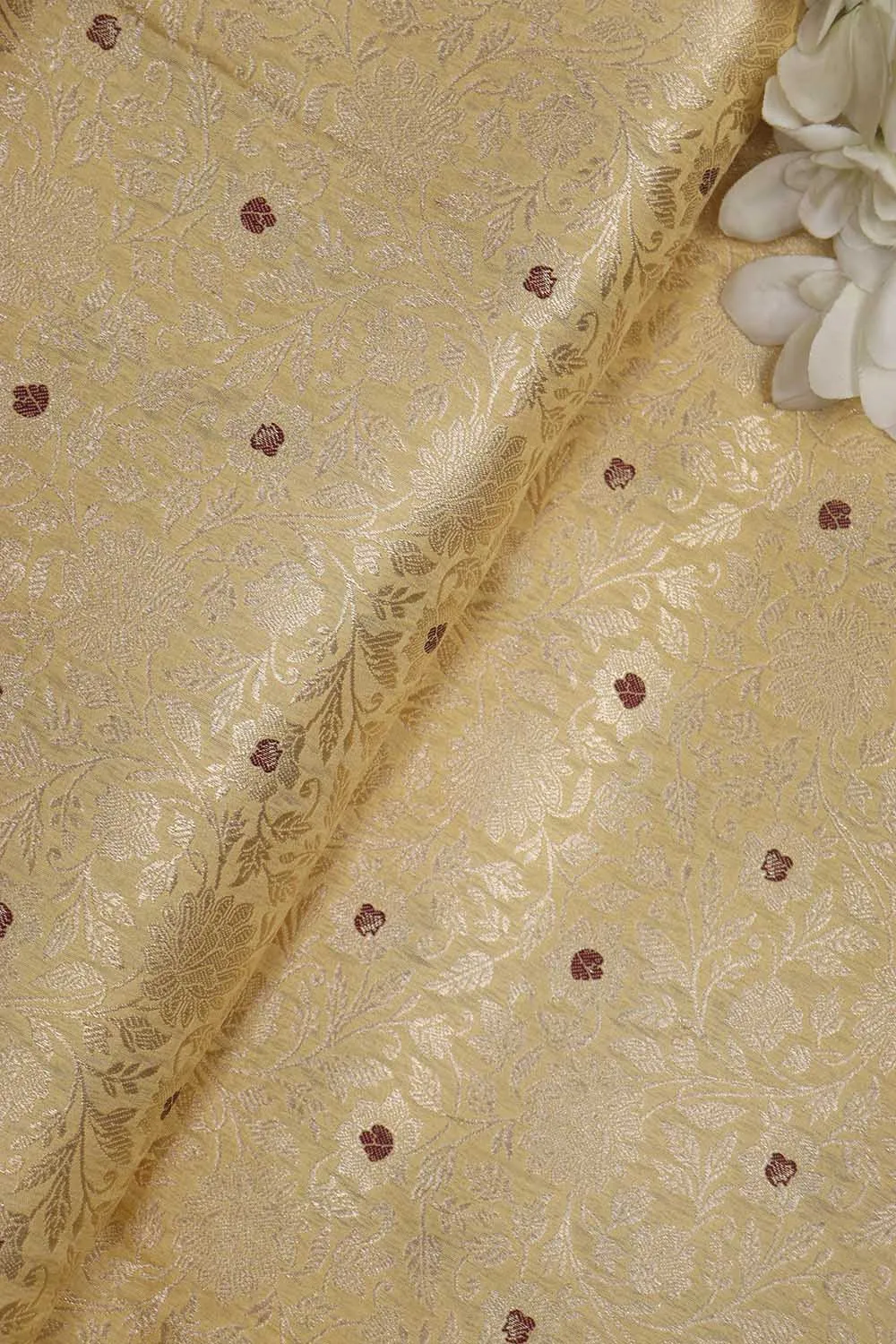 Elegant Pastel Banarasi Pure Katan Silk Brocade Fabric (1.5 Mtr)