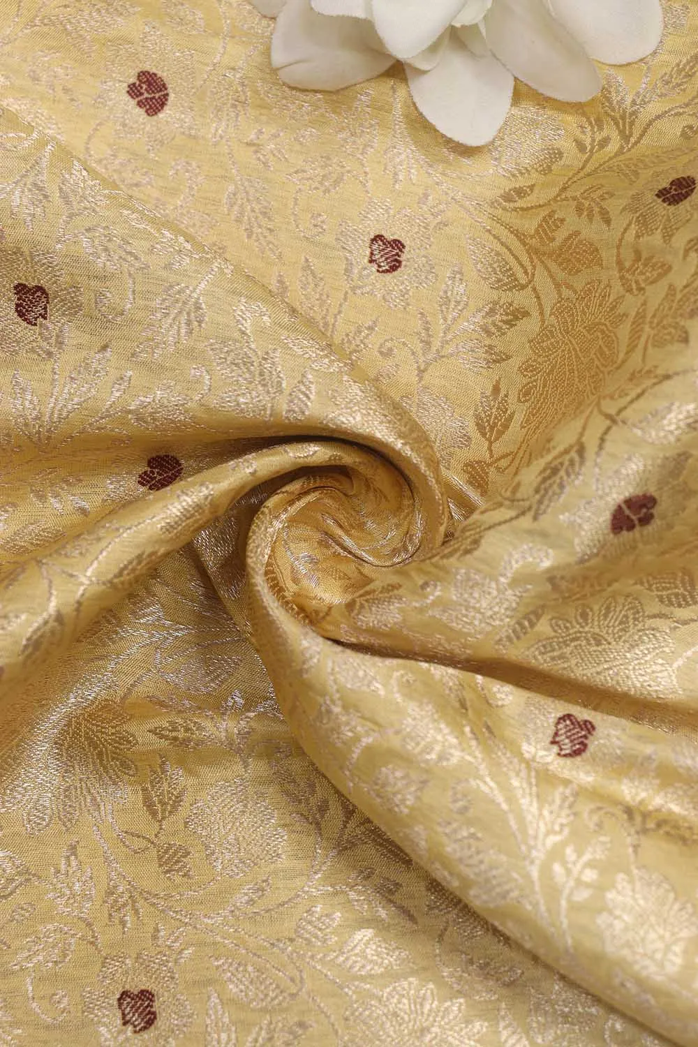 Elegant Pastel Banarasi Pure Katan Silk Brocade Fabric (1.5 Mtr)