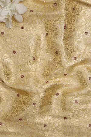 Elegant Pastel Banarasi Pure Katan Silk Brocade Fabric (1.5 Mtr)