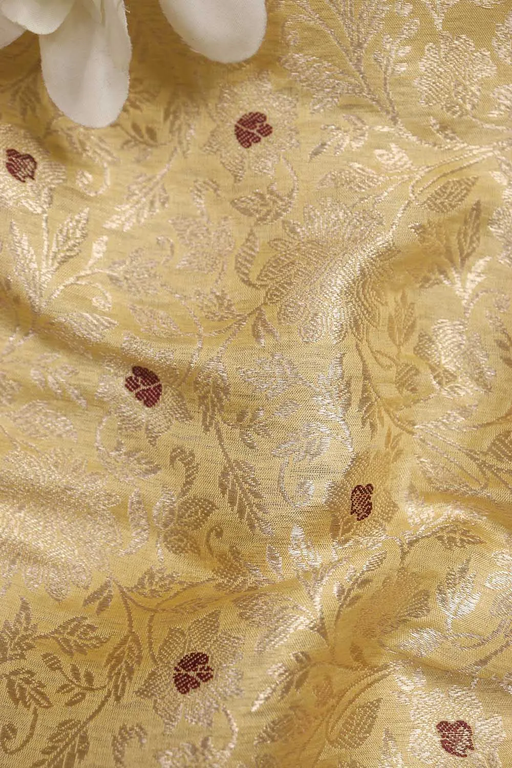 Elegant Pastel Banarasi Pure Katan Silk Brocade Fabric (1.5 Mtr)