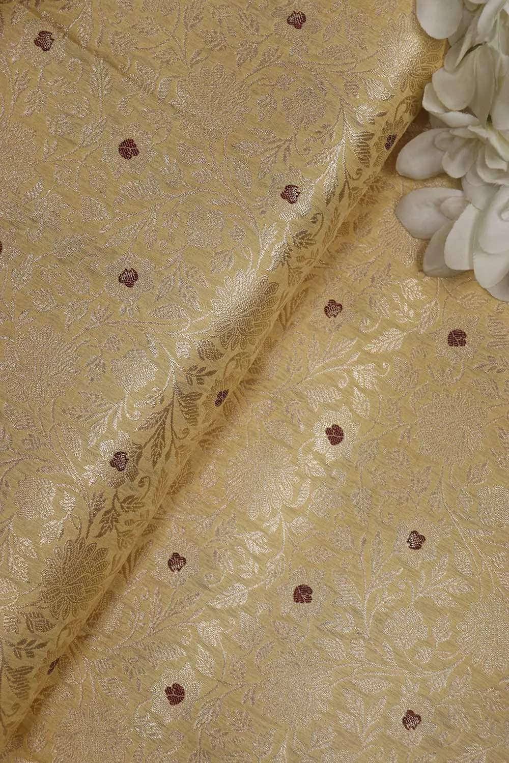 Elegant Pastel Banarasi Pure Katan Silk Brocade Fabric (1.5 Mtr)