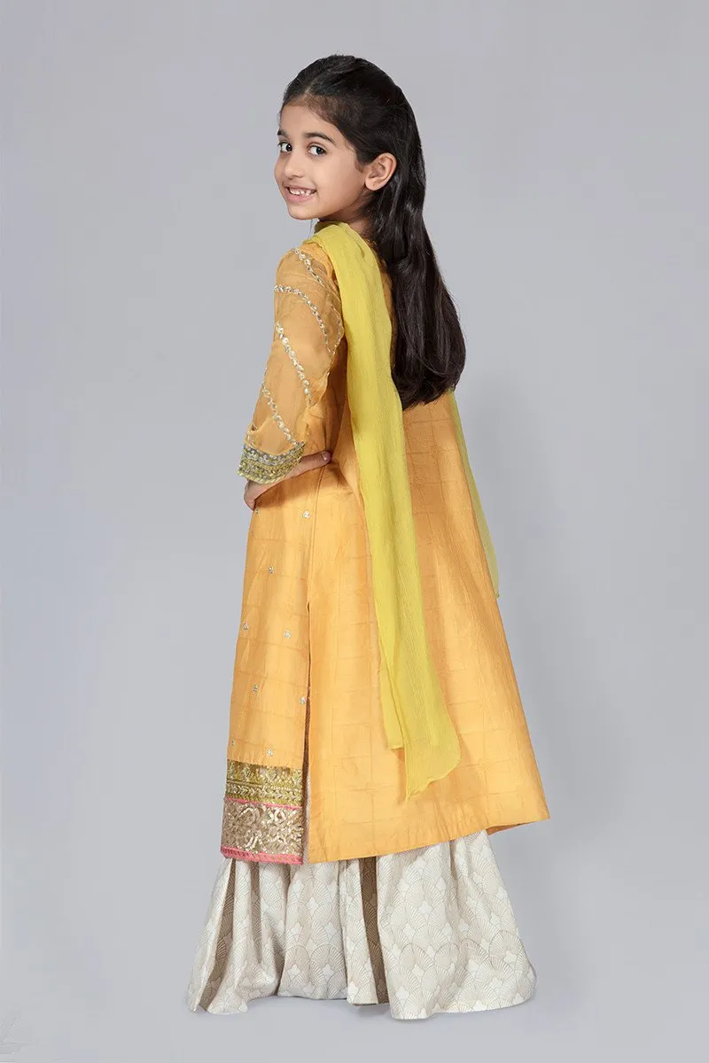 Embroidered Kids Eid Wear in Yellow Color #N9016