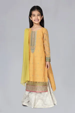 Embroidered Kids Eid Wear in Yellow Color #N9016