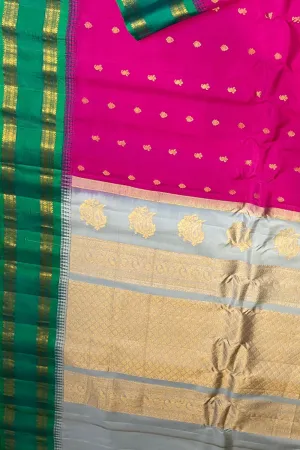 Exquisite Pink Gadwal Handloom Pure Silk Saree: A Timeless Elegance