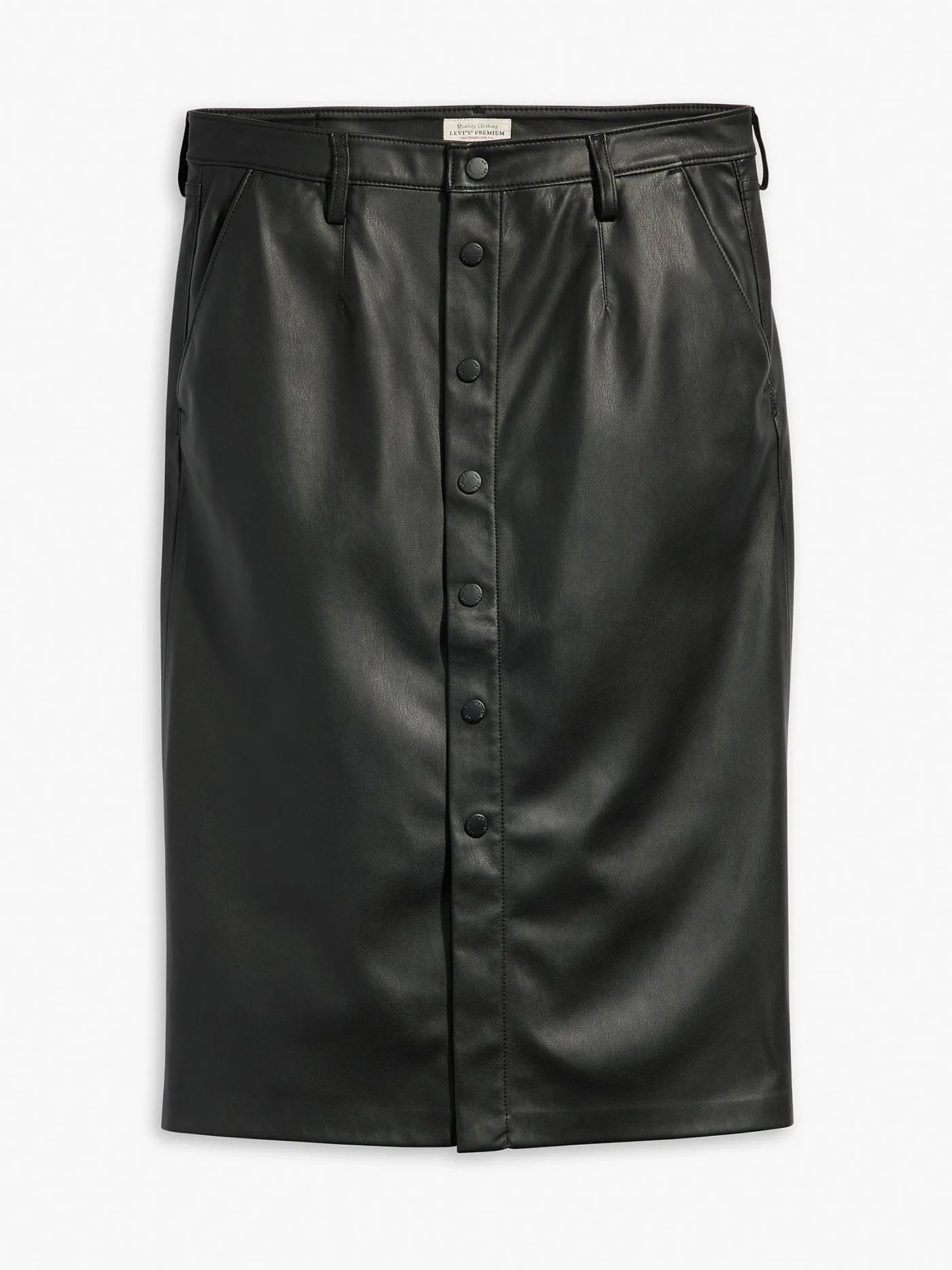 Faux Leather Icon Pencil Caviar Skirt