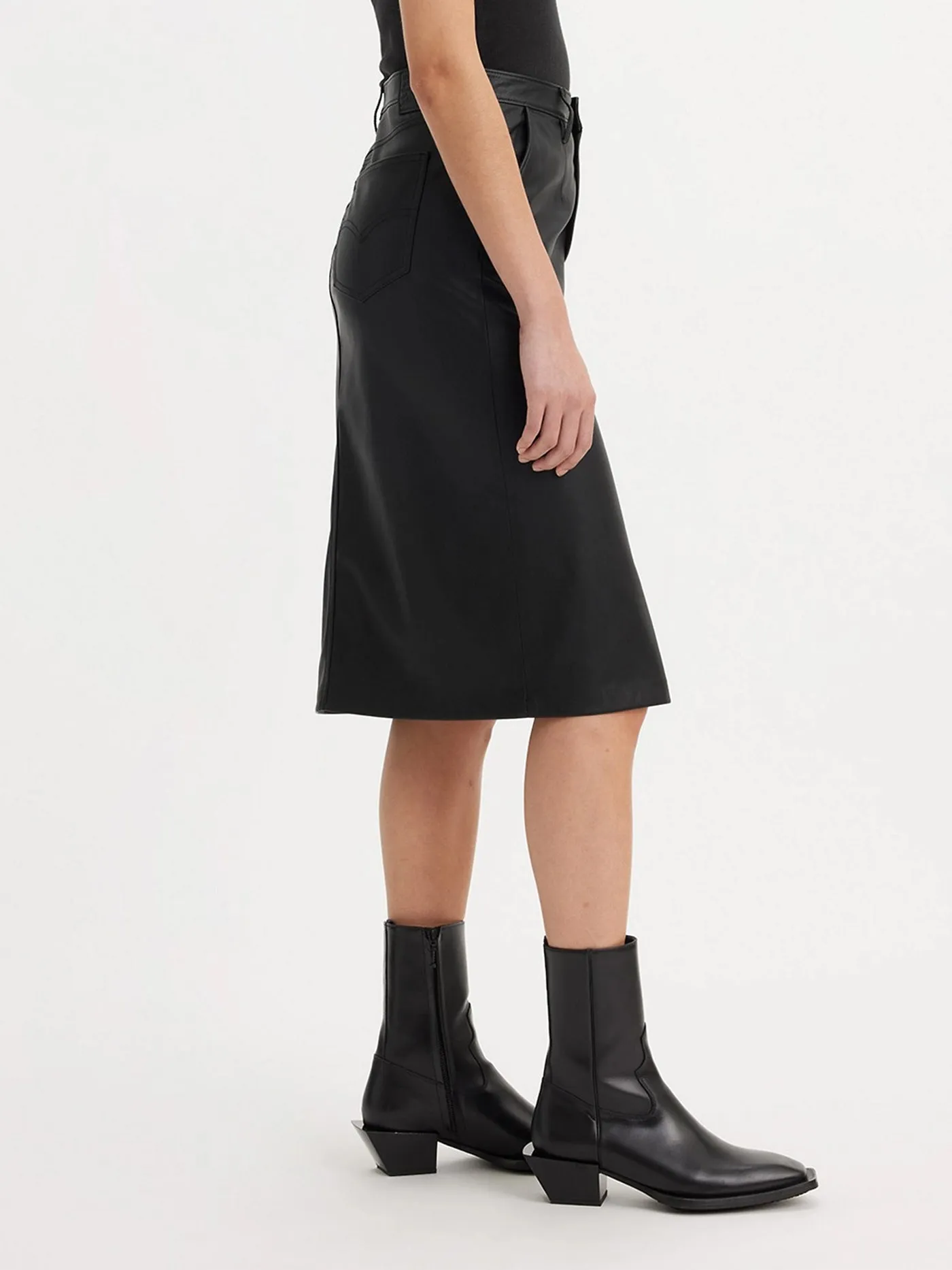Faux Leather Icon Pencil Caviar Skirt