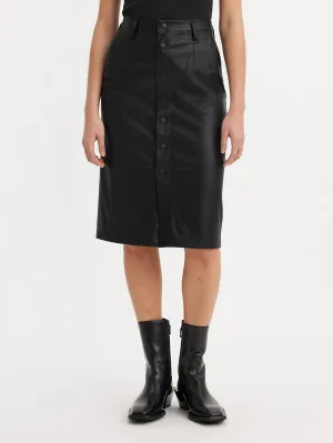 Faux Leather Icon Pencil Caviar Skirt