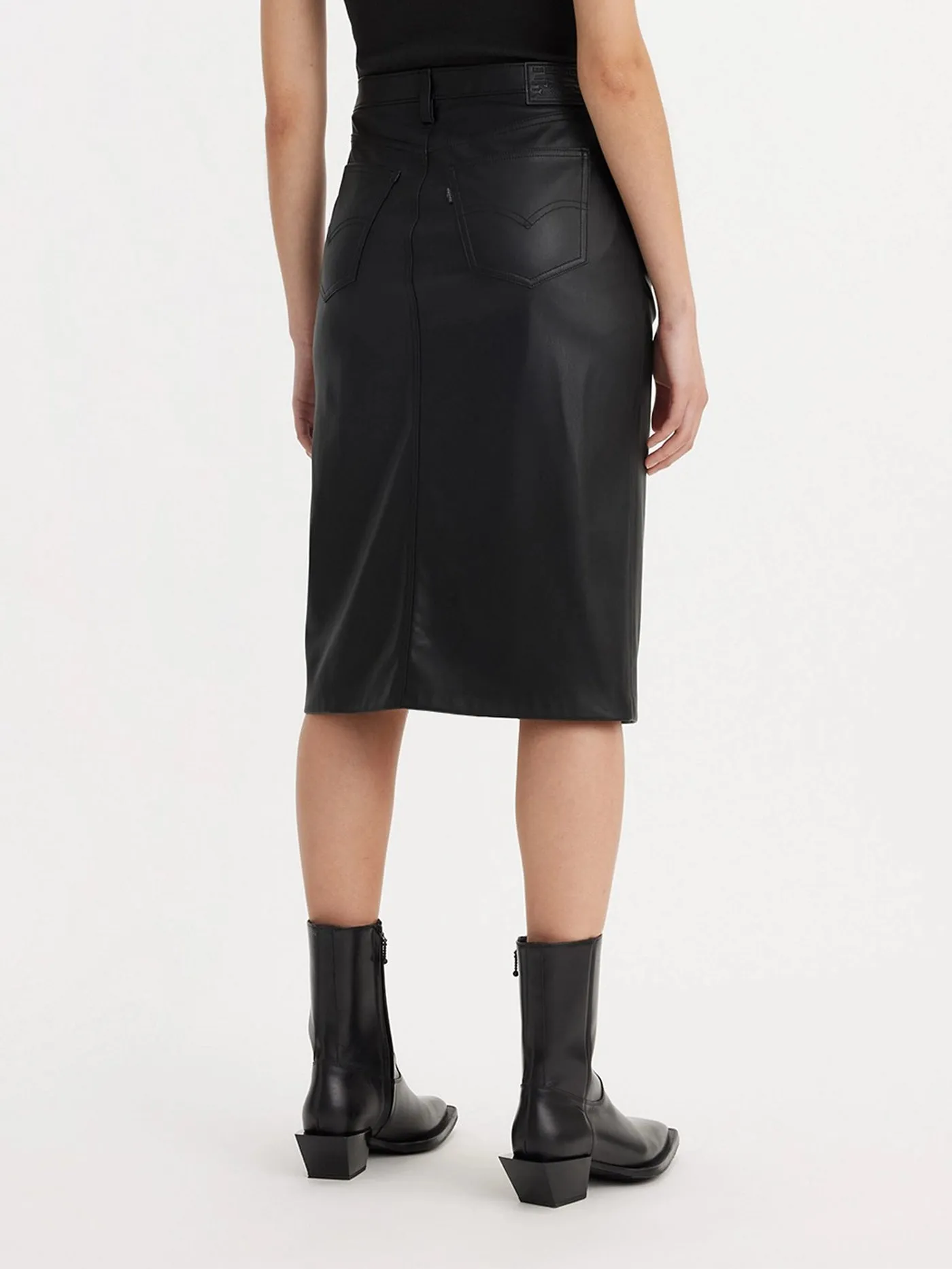 Faux Leather Icon Pencil Caviar Skirt