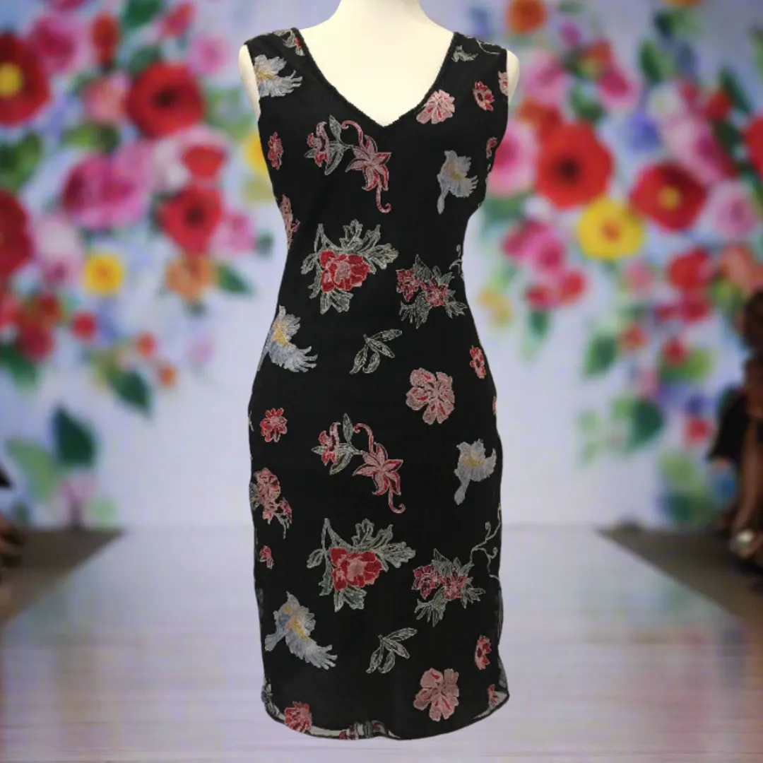 Floral Embroidered Dress on Mesh