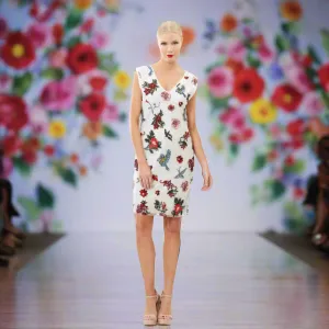 Floral Embroidered Dress on Mesh